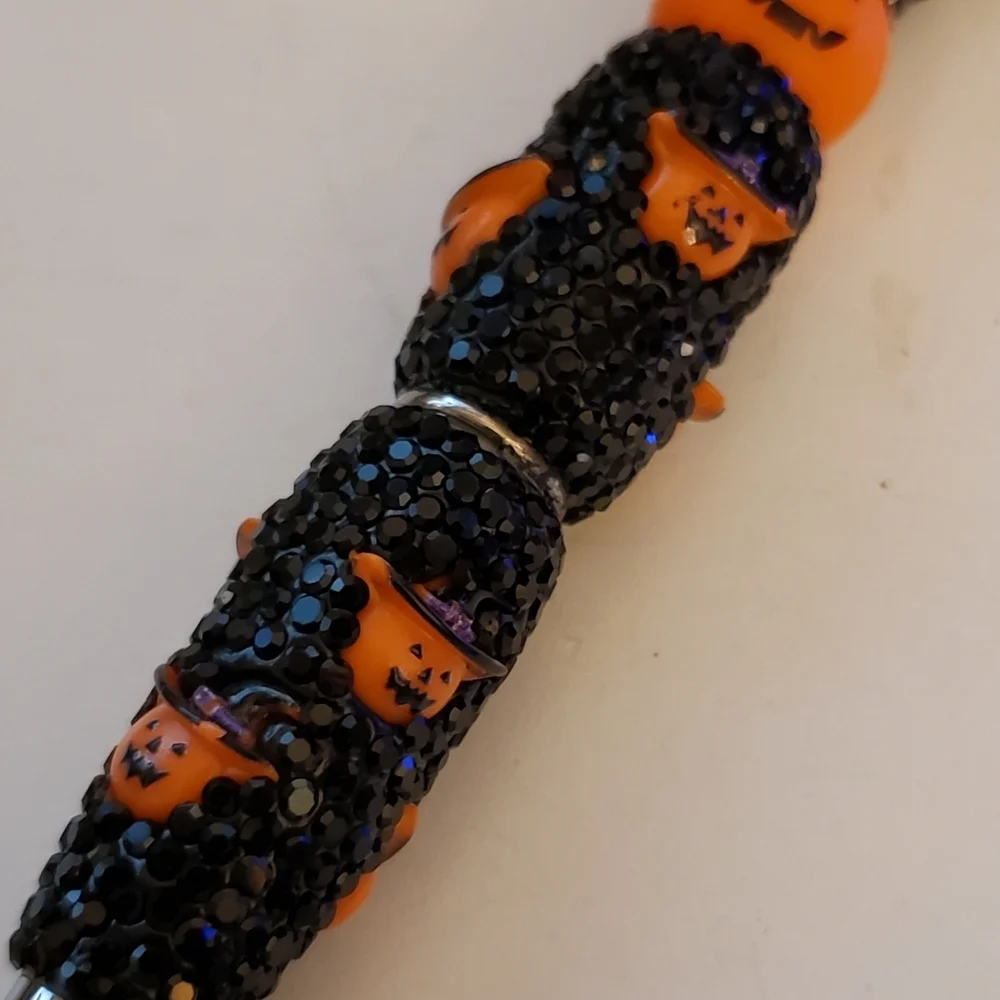 Handmade Rhinestone UV Halloween Pumpkin Snoopy Beaded Silicone Focal Bead Pen